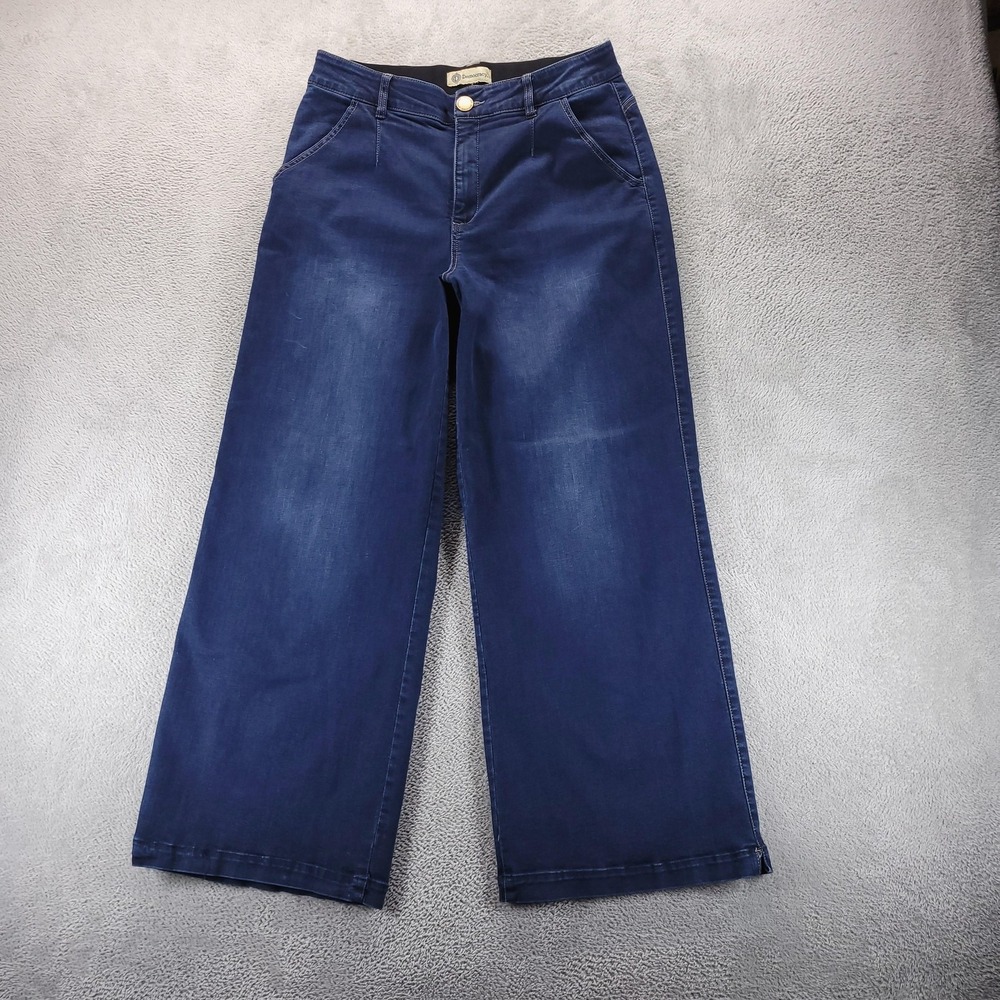 Democracy Jeans Womens 12 Blue High Rise Wide Leg Dark Wash Stretch Denim